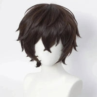High Quality Dazai Osamu Cosplay Wig Anime Bungo Stray Dogs Cosplay Short Brown Heat Resistant Synthetic Hair Wigs Quick Pick Grocers