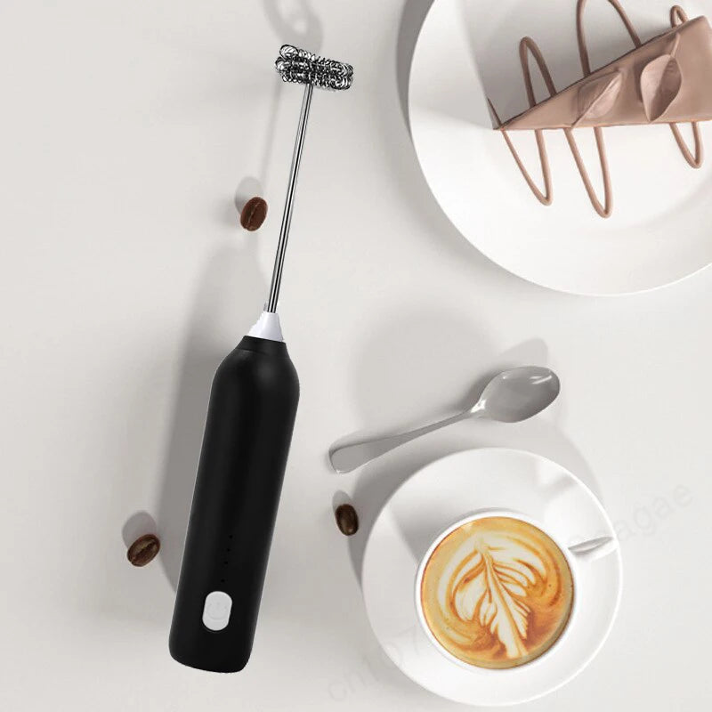 UPGRADED Electric Coffee Frother/MILK Whisk+Egg Beater MINI Food Blender USB Rechargeable Handheld Three Speeds Espresso Tools Quick Pick Grocers