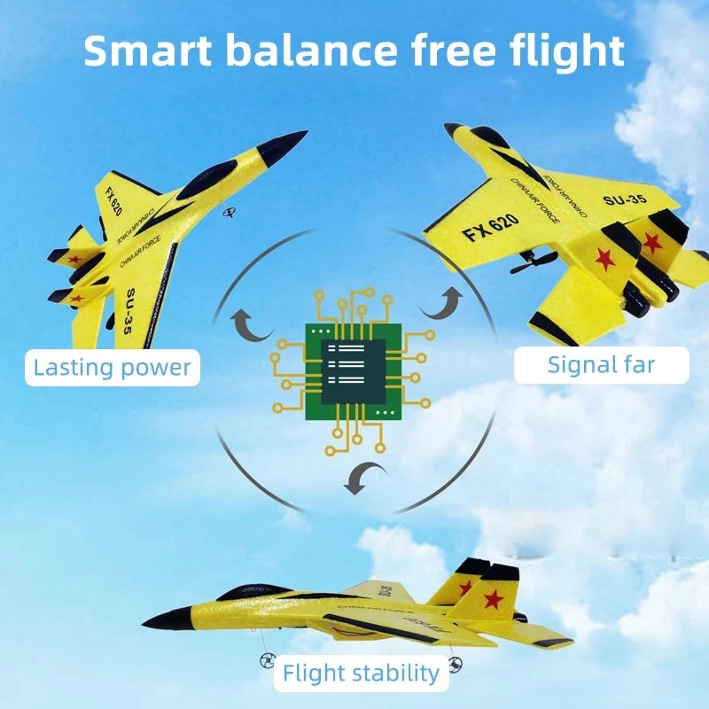 SU35 RC Plane FX620 FX820 2.4G Remote Control Flying Model Glider Airplane With LED Lights Aircraft Foam Toys For Children Gifts Econic Blanks
