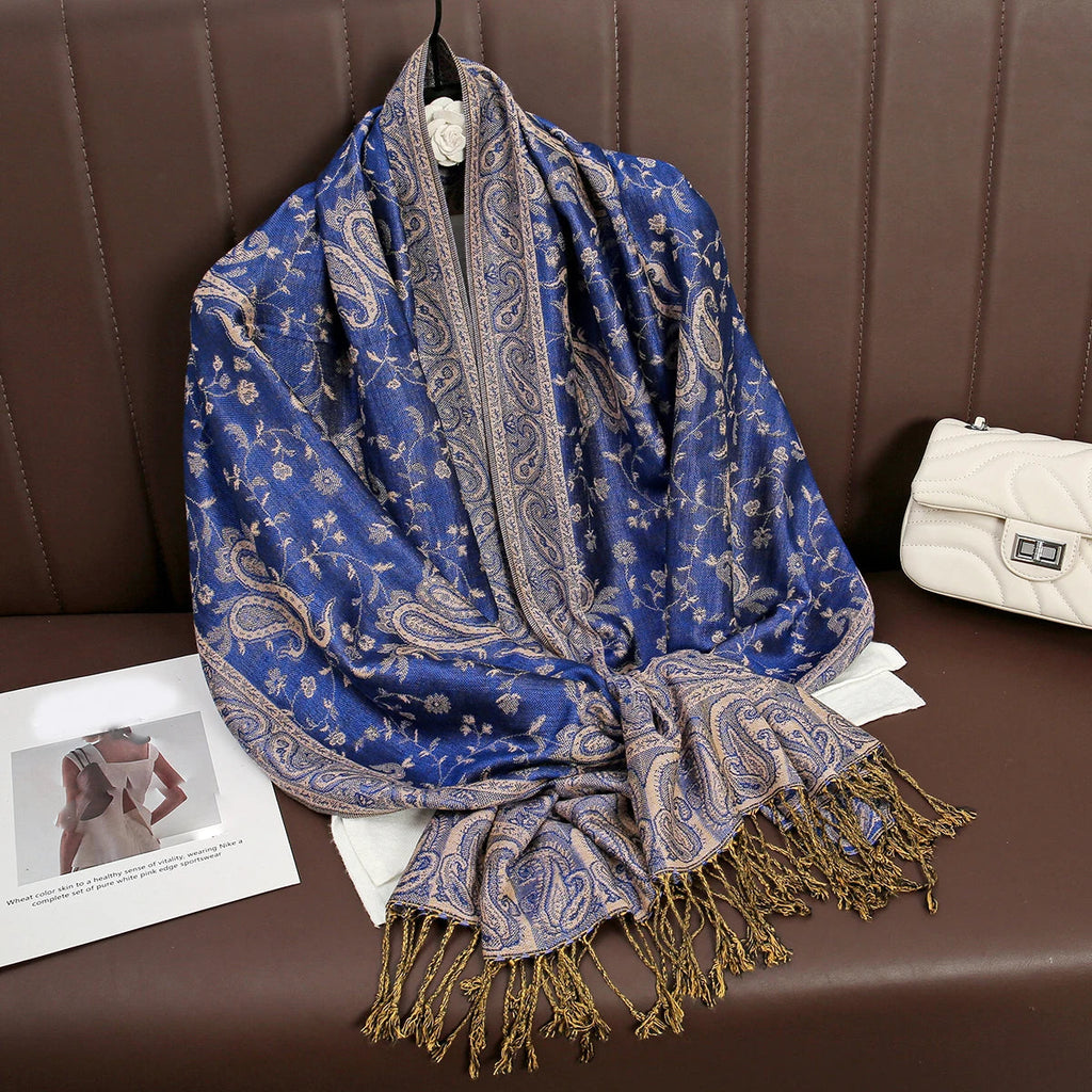Luxury Brand Autumn Cashmere Pashmina Shawl Lady Wrap Warm Winter Scarves Design Print Female Foulard Cotton Stoles Scarf 2023 Quick Pick Grocers