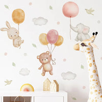 Pink Cartoon Bear Balloon Wall Stickers for Kids Room Decoration Baby Girls Baby Boys Room Wall Decals Kindergarten Nursery Room Quick Pick Grocers