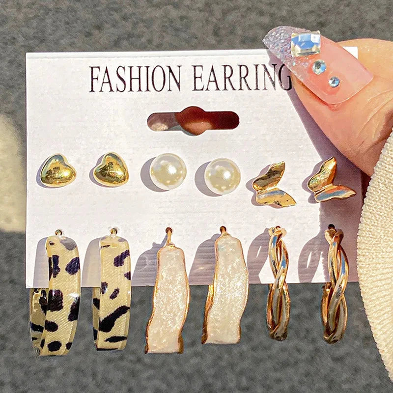 Modyle Gold Color Dangle Earrings Set Butterfly Acrylic Hollow Drop Earrings for Women Heart Hoop Earring Fashion Jewelry Gifts Econic Blanks