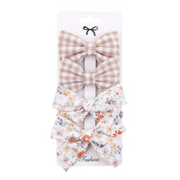 4Pcs/Set Baby Bows Hair Clips Muslin Girls Hairpins Hairclip For Kids Cotton Linen Barrette Flower Print Side Pin  Accessories Purest Peak