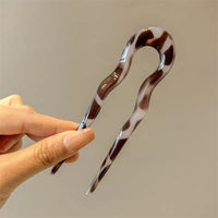 U-Shaped Hair Fork Fashion Tortoiseshell Acetate Acrylic Hairpin Geometric Headwear Hair Sticks Women Girls Hair Accessories Quick Pick Grocers