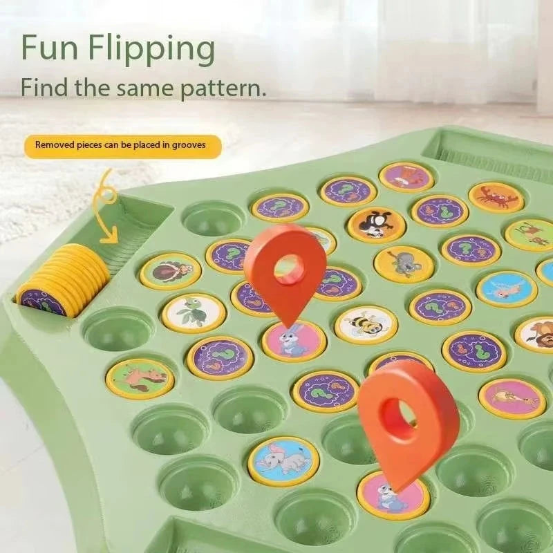 Animal Flip Chess Fun Memory Game Board Games Parent-Child Interactive Family Party Board Games Children Adult Social Table Game Econic Blanks