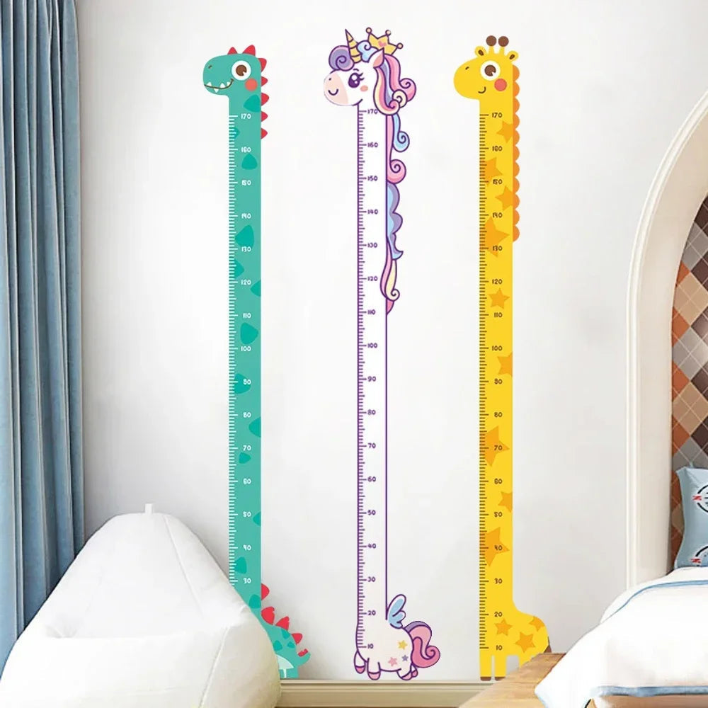 180cm Whimsical Animal Growth Chart Wall Decals: Unicorn, Dino, Giraffe Height Stickers for Nursery & Kids Room Decor Quick Pick Grocers