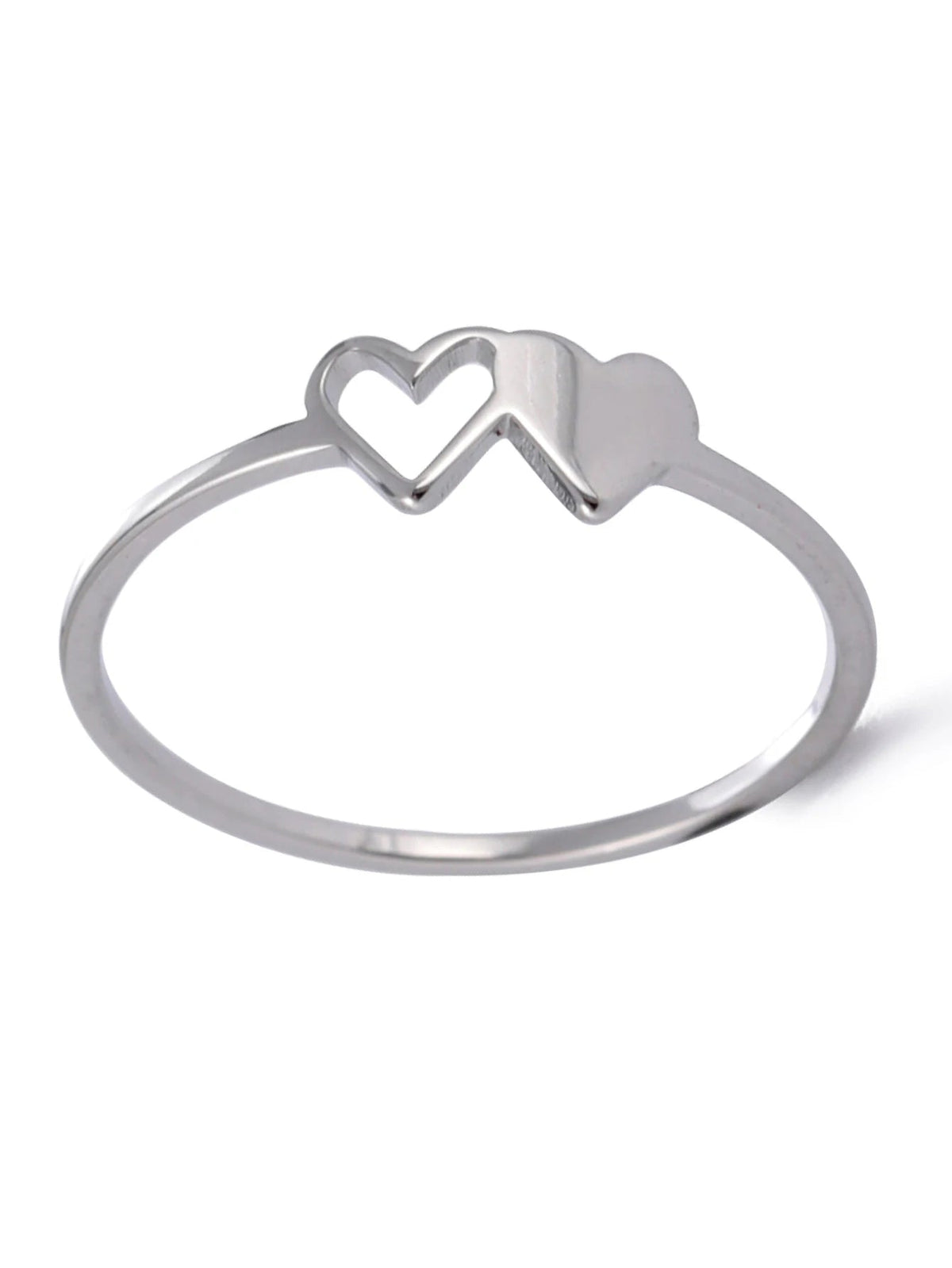 COOLTIME Initial Letter Ring for Women Stainless Steel A-Z Alphabet Double Heart Rings Simple Wedding Cheap Gift For Lover Quick Pick Grocers