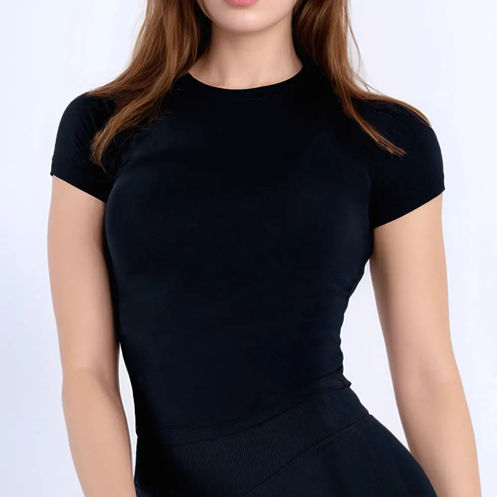 NCLAGEN Sport Shirt Women Fitness Impact Short Sleeve Top Gym Workout Yoga Blouse Quick Dry Breathable Running Tee Versatile Top Quick Pick Grocers