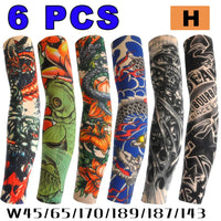 6 PCS Tattoo Sleeves Unisex Summer Cycling Sun Protection Arm Covers Beach Driving Fishing Breathable Nightclub Elastic Sleeves Quick Pick Grocers