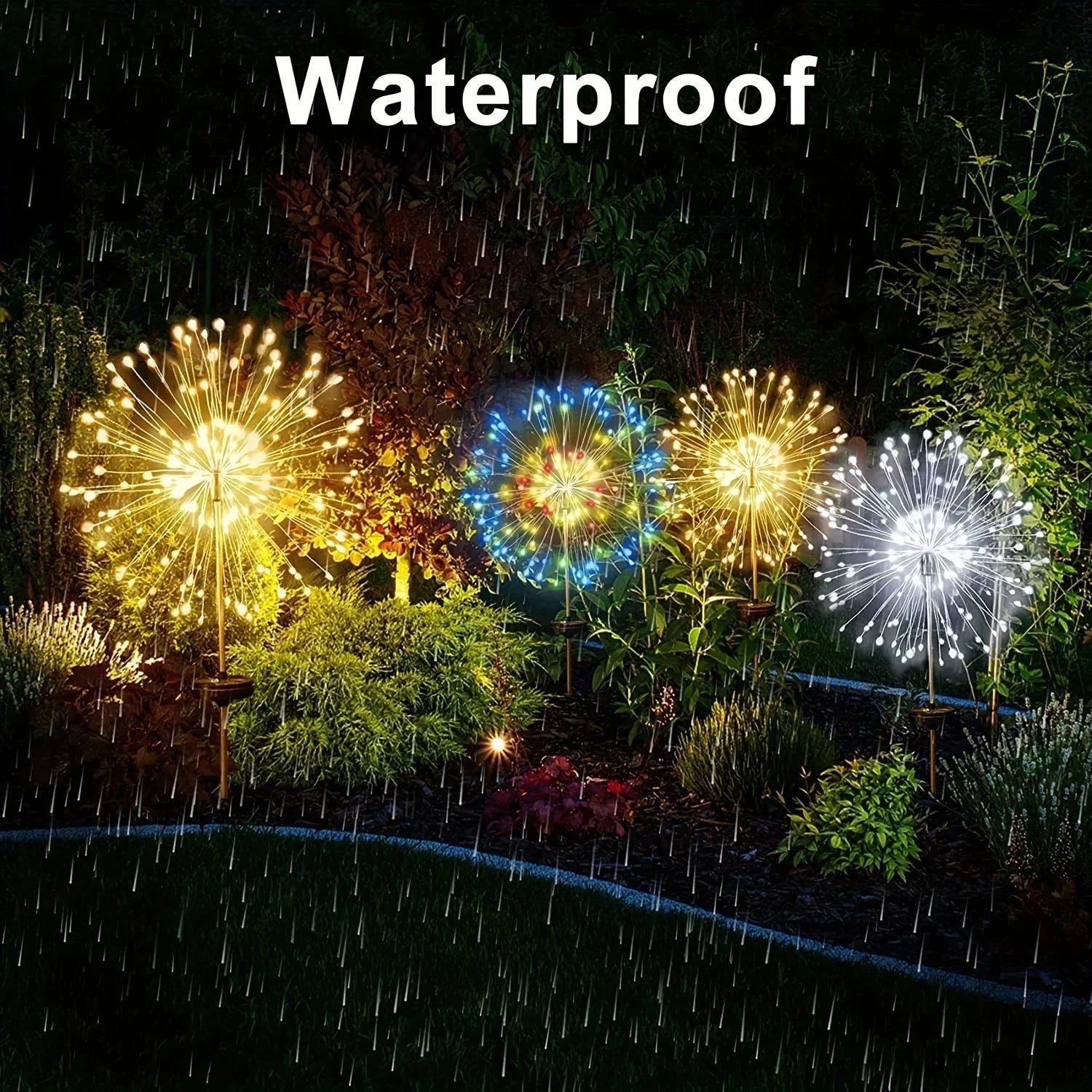 NEW 200LEDs Solar Fireworks Lights Outdoor Waterproof Solar Garden Lights 8 Lighting Modes With Remote Control Decorations Light Econic Blanks