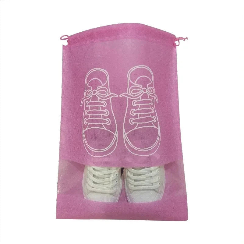 5pcs/set Shoe Storage Bag With Thickened Non-woven Fabric Strap Mouth Large Capacity Travel Waterproof Shoe Bag Moistureproof Econic Blanks