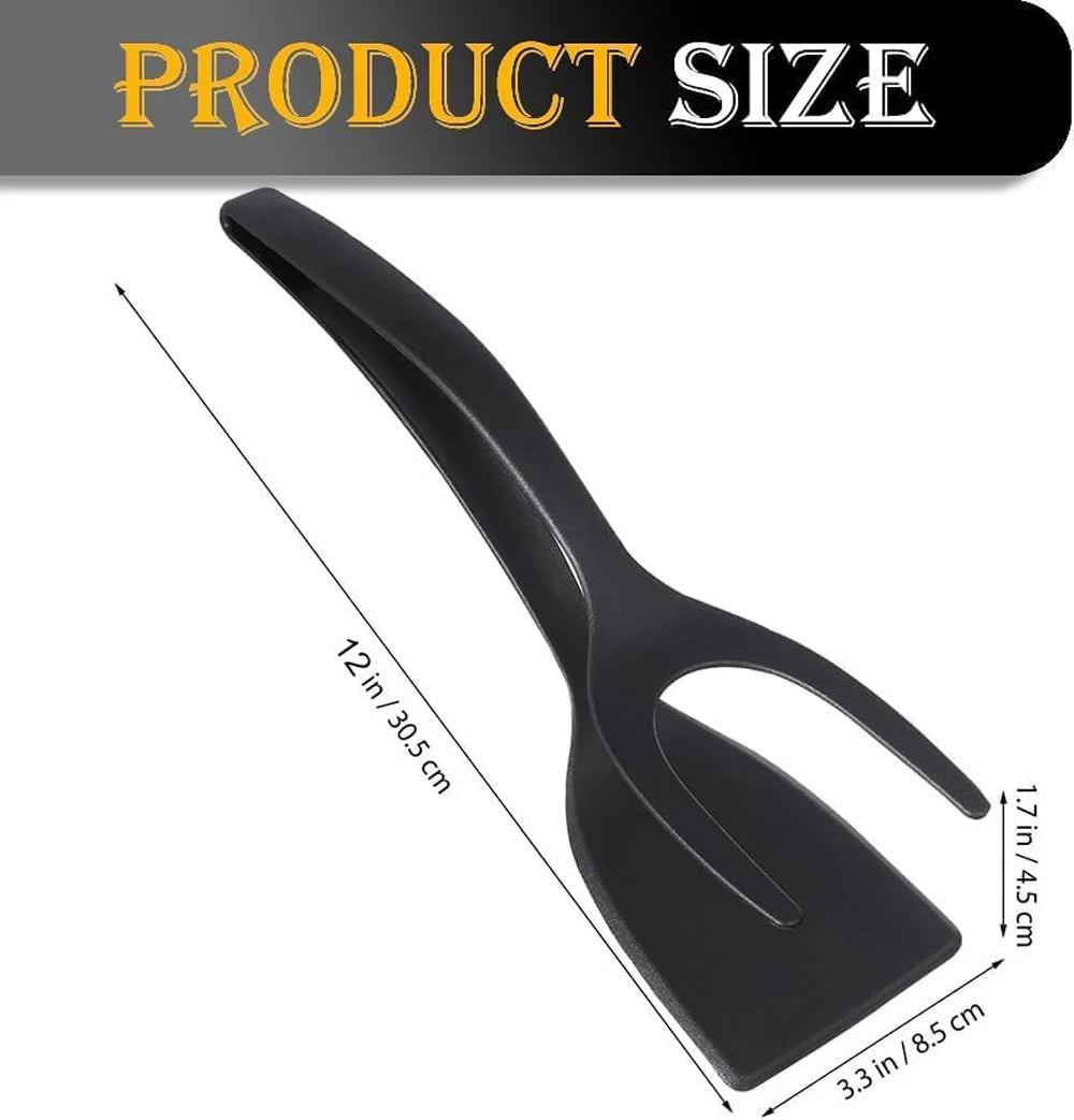 New 2 in 1 Grip Flip Spatula Tongs Egg Flipper Spatula Nylon Non Stick Coating Pancake Fish French Toast Omelet Making Tool Econic Blanks
