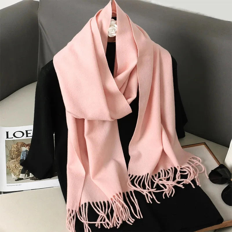 62Color Solid Women Winter Scarf Warm Thicken Cashmere Shawl Outdoor Fashion Luxury Tassels Pashmina Lady Wrap Windproof Scarves Econic Blanks