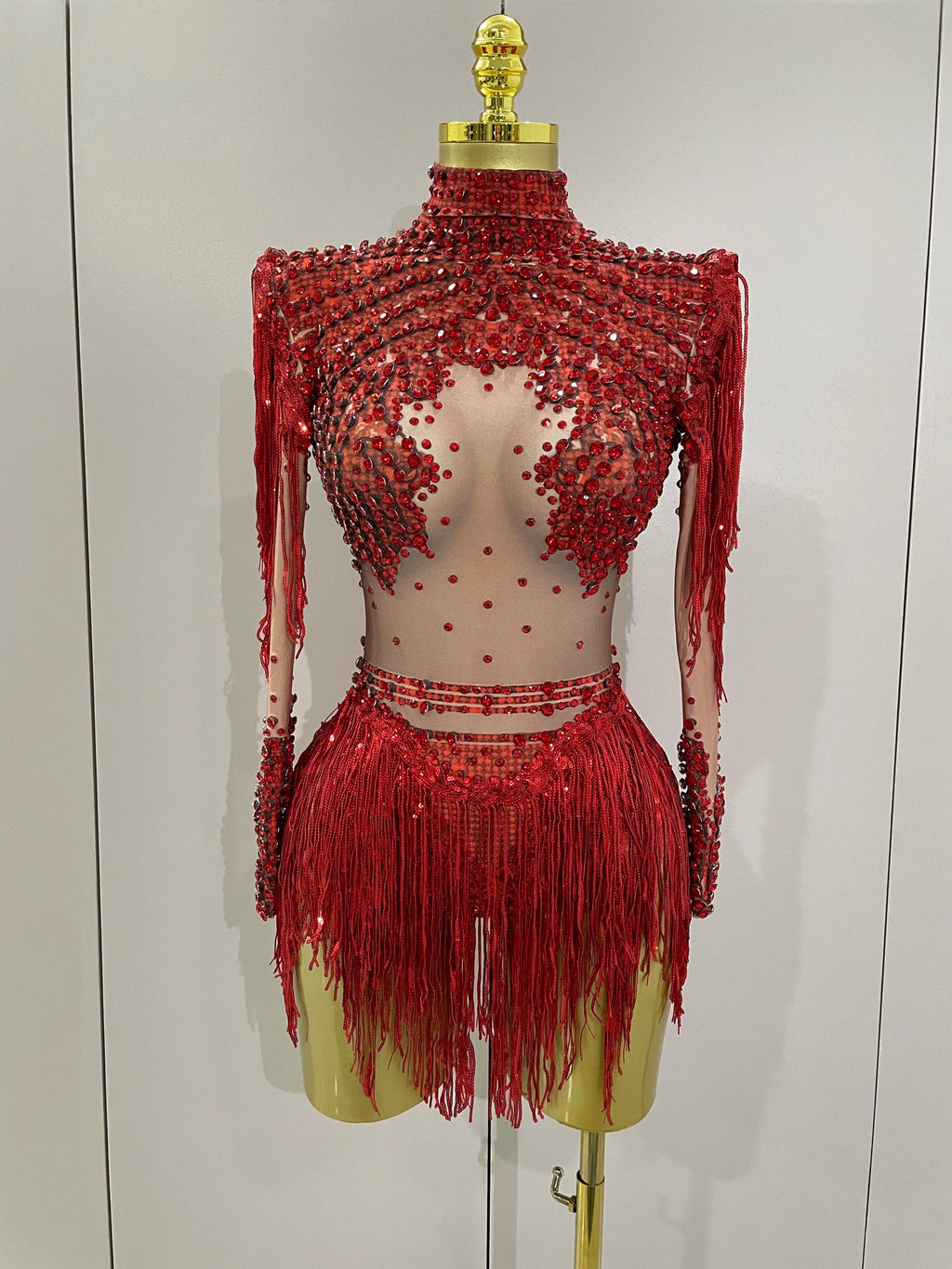 Women Sparkly Rhinestone Sequin Tassel Stretch Bodysuits 2025 New Arrival Birthday Party Nightclub Dj Stage Performance Costume Quick Pick Grocers