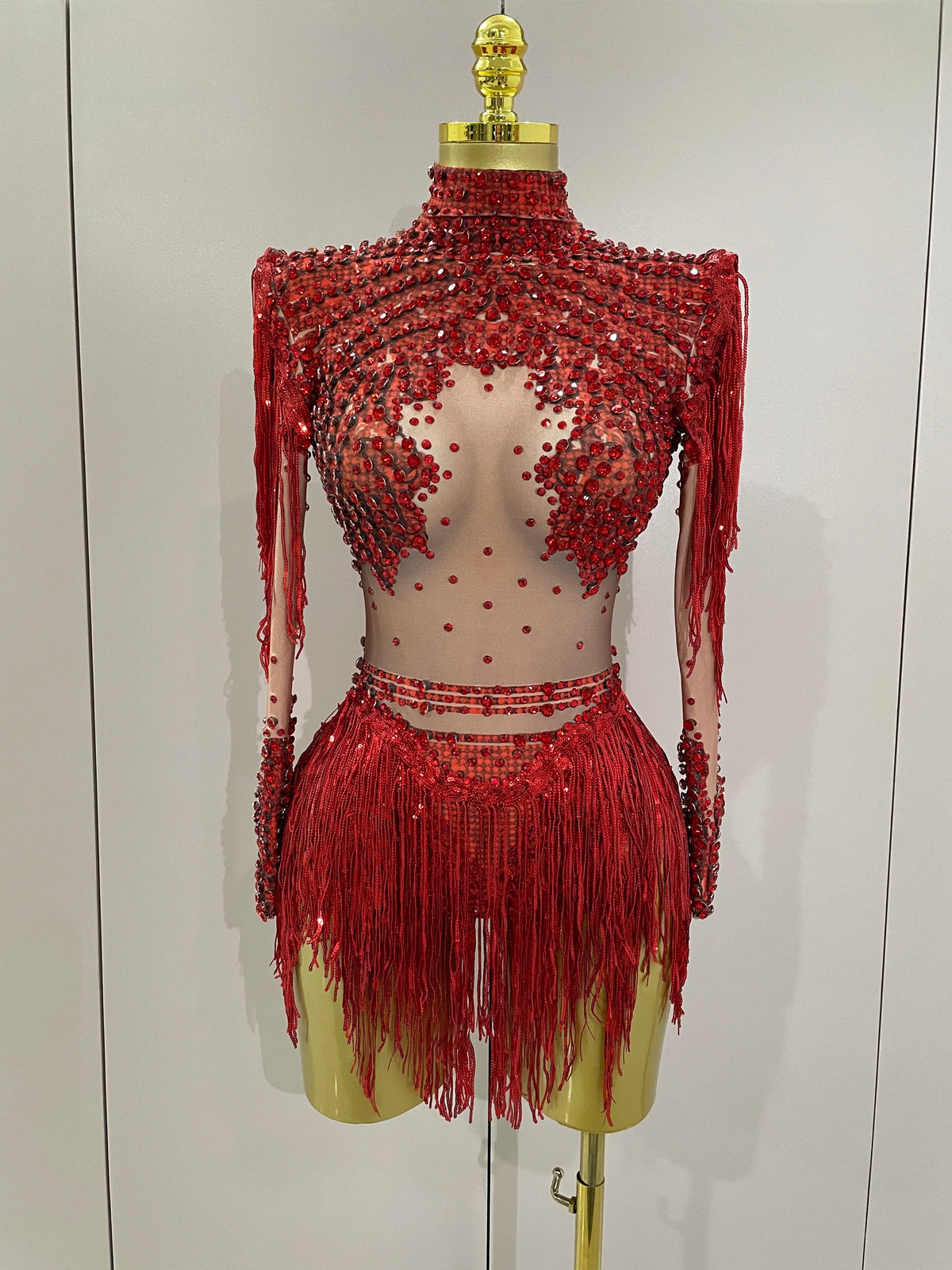 Women Sparkly Rhinestone Sequin Tassel Stretch Bodysuits 2025 New Arrival Birthday Party Nightclub Dj Stage Performance Costume Quick Pick Grocers