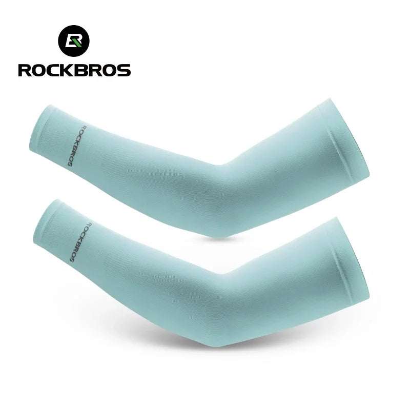 ROCKBROS  Arm Sleeve Breathable Quick Dry UV Protection Cycling Sport Sleeve Ice Fabric Sunscreen Sports Wear Fitness Arm Sleeve Quick Pick Grocers