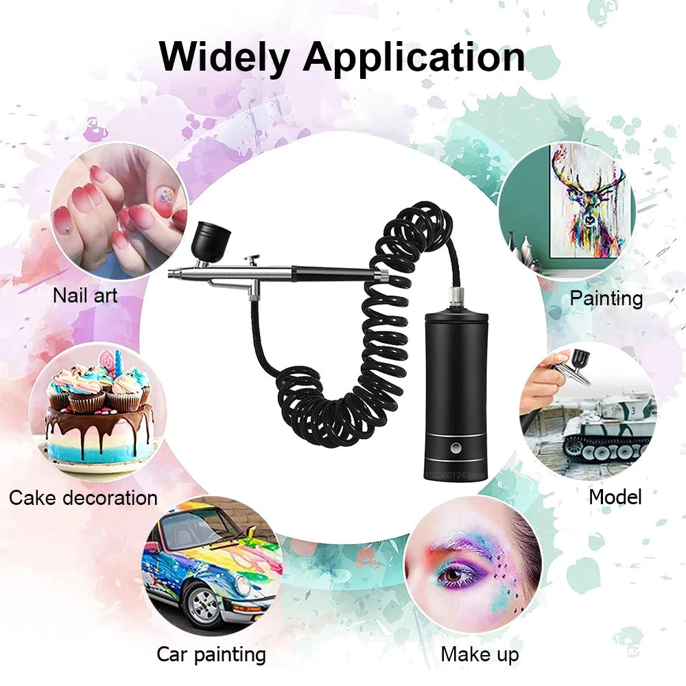 Airbrush Nail with Compressor Portable Air Brush with Compressor For Nails Art Cake Painting Craft Airbrush Nail Art Compressor Econic Blanks