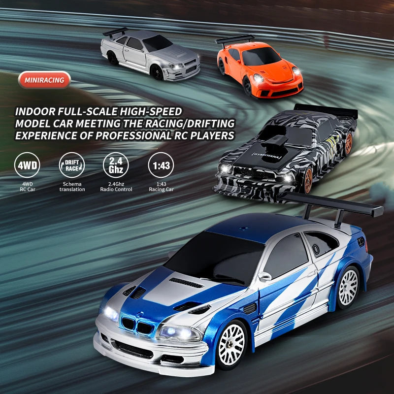 Upgraded Gyro 1/43 RC Drifting Car Racing RTR 4WD High Speed Radio Control Model 2.4G Drift Race Vehicle Mini Gifts Econic Blanks