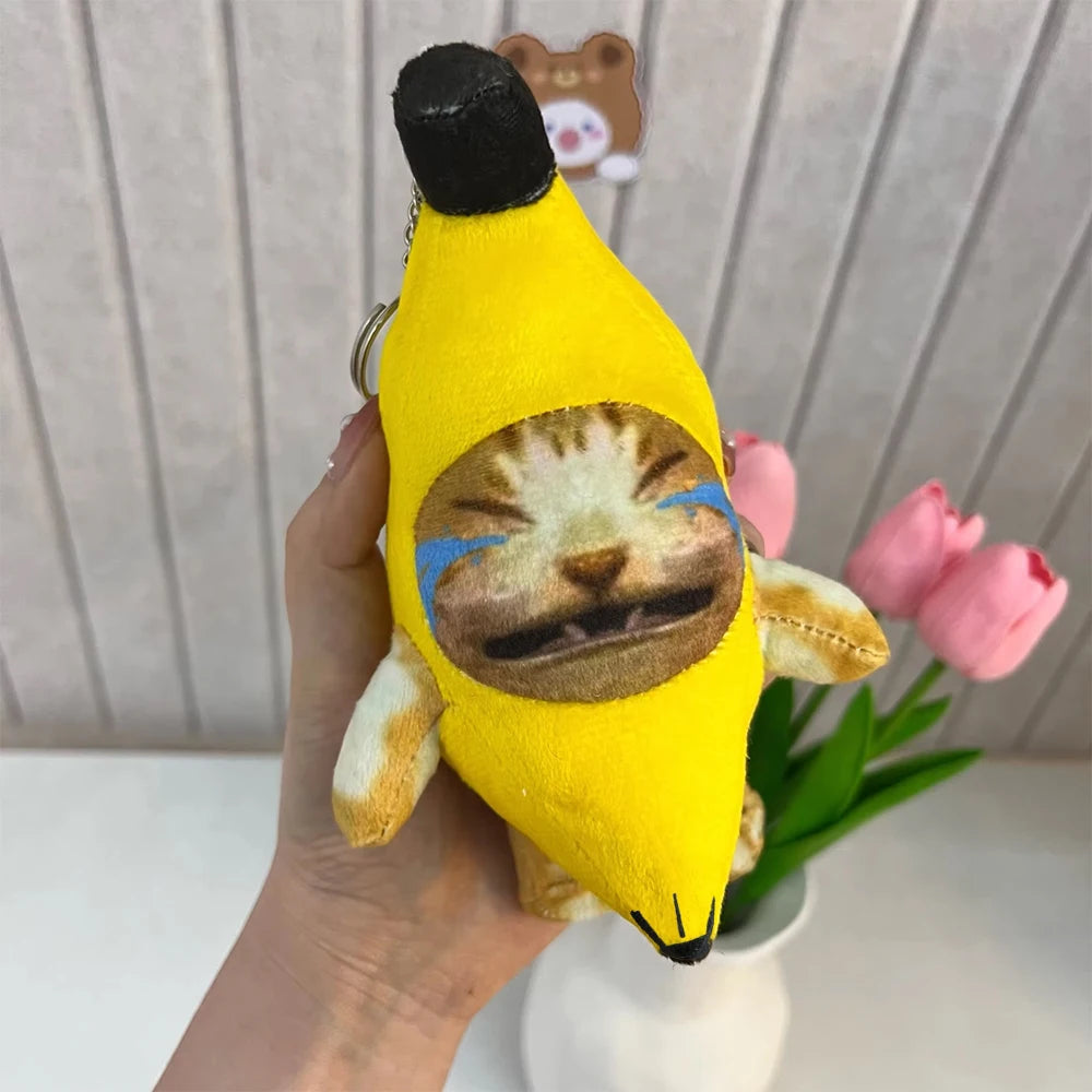 Banana Cat Doll Pendant Keychain Crying Happy Banana Cat Plush Pendant With Sound Toy Car Bag Funny Pendant Keyring Gifts Kids Quick Pick Grocers