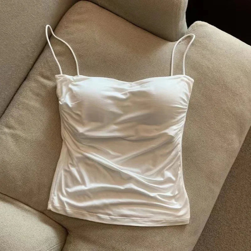 Women's Bra Stretch Women's Beach Everyday Casual Tank Top New Women's Halter Top Summer Korean Style Trend Fashion Built-In Quick Pick Grocers