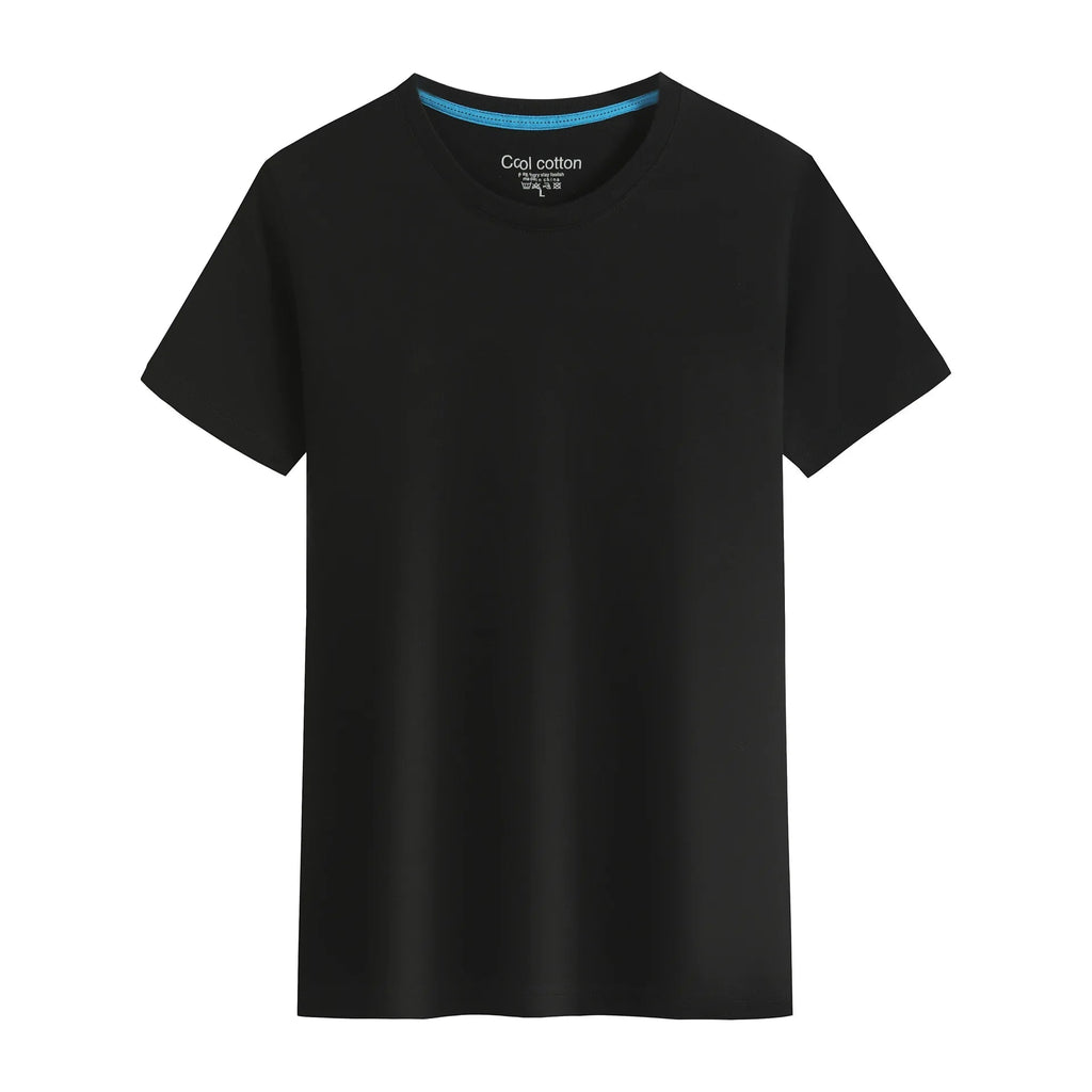 2026 Brand New 100% Cotton Mens T-shirt Pure Color Men T Shirts Round Collar Short-Sleeve Man T-shirt Top Tees For Male Clothes Quick Pick Grocers