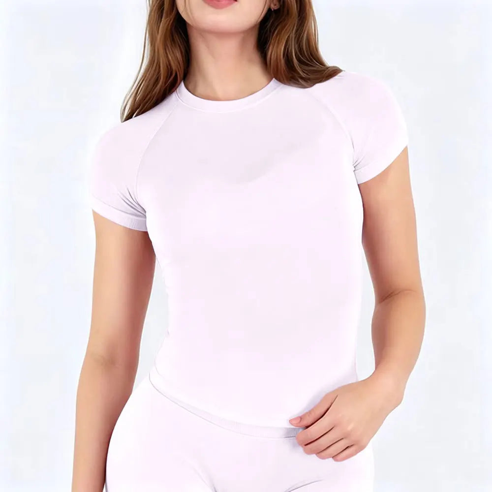 NCLAGEN Sport Shirt Women Fitness Impact Short Sleeve Top Gym Workout Yoga Blouse Quick Dry Breathable Running Tee Versatile Top Quick Pick Grocers