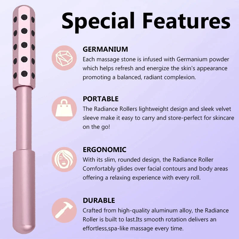 24 Germanium Face Massage Beauty Acupoint Roller Stick Wholesale Beauty Roller Tool Face Gua Sha Massager Women Skin Care Beauty Purest Peak