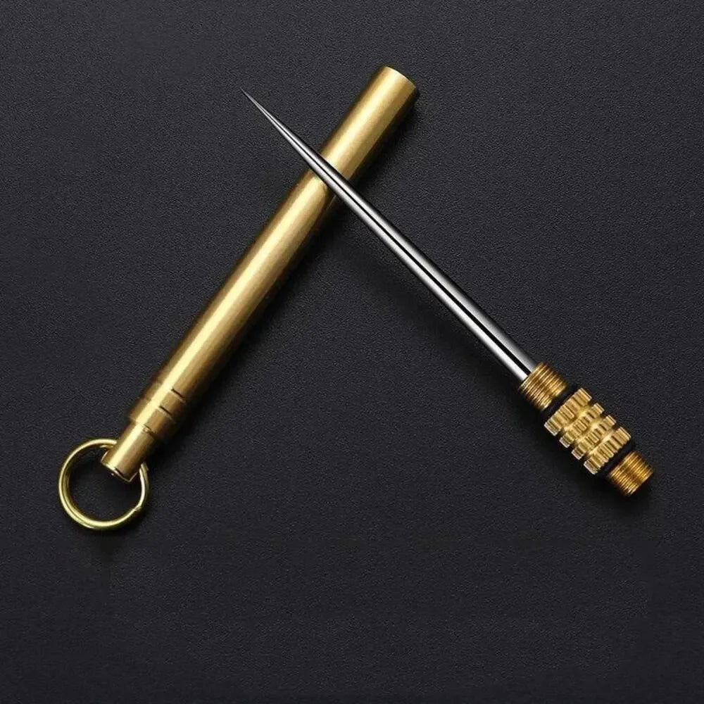Titanium & Brass Toothpick, Portable Toothpick Bottle with Fruit Fork, Multifunctional Camping Tool, Stronger Than Dental Floss Econic Blanks