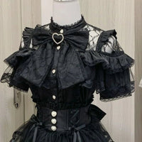 Japanese Kawaii Lolita Lace Patchwork Blouses Summer Women Harajuku Single Breasted Sweet Shirts Cute Girly JK Bow Tops Blusas Quick Pick Grocers