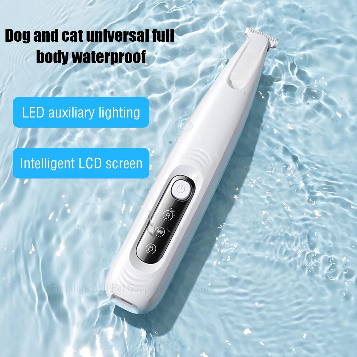 New Dog Paw Trimmer with LED Light Fully Waterproof Pet Hair Trimmer with LED Display Dog Clippers for Grooming 18mm Widen Blade Quick Pick Grocers