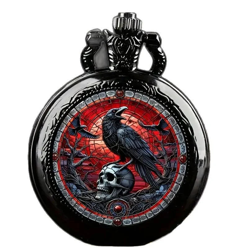 Colorful Pattern Medium Pocket Watch Retro Flip Decoration Necklace Watch Personalized Trend Male and Female Student Quartz Quick Pick Grocers