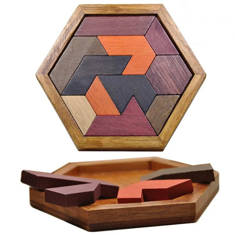 Wooden Geometric Shape Jigsaw Board Puzzles Kids Brain Teaser Non Toxic Wood Toys for Children Educational Quick Pick Grocers