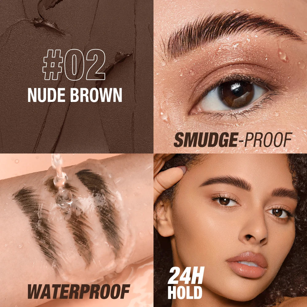 O.TWO.O Eyebrow Pomade Brow Gel Wax 2 IN 1 Waterproof Long Lasting Creamy Texture Eye Brow Tint Enhancers Cosmetics Makeup Purest Peak