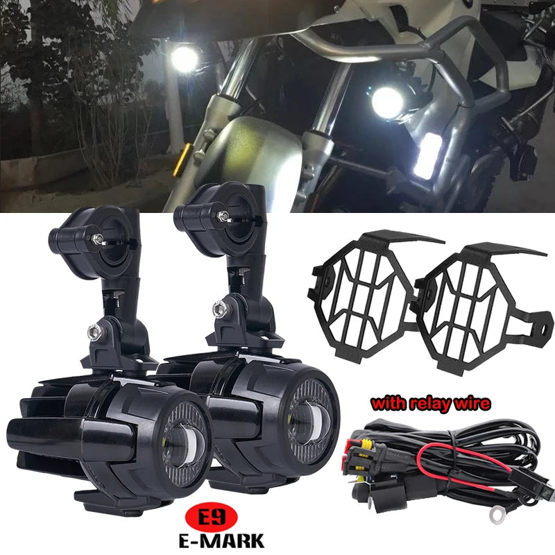 E9 Motorcycle LED Auxiliary Headlight Flipable Fog Light Protector For BMW R1200GS LC R1250GS Adventure R1250RT R1200RT R1250RS Quick Pick Grocers