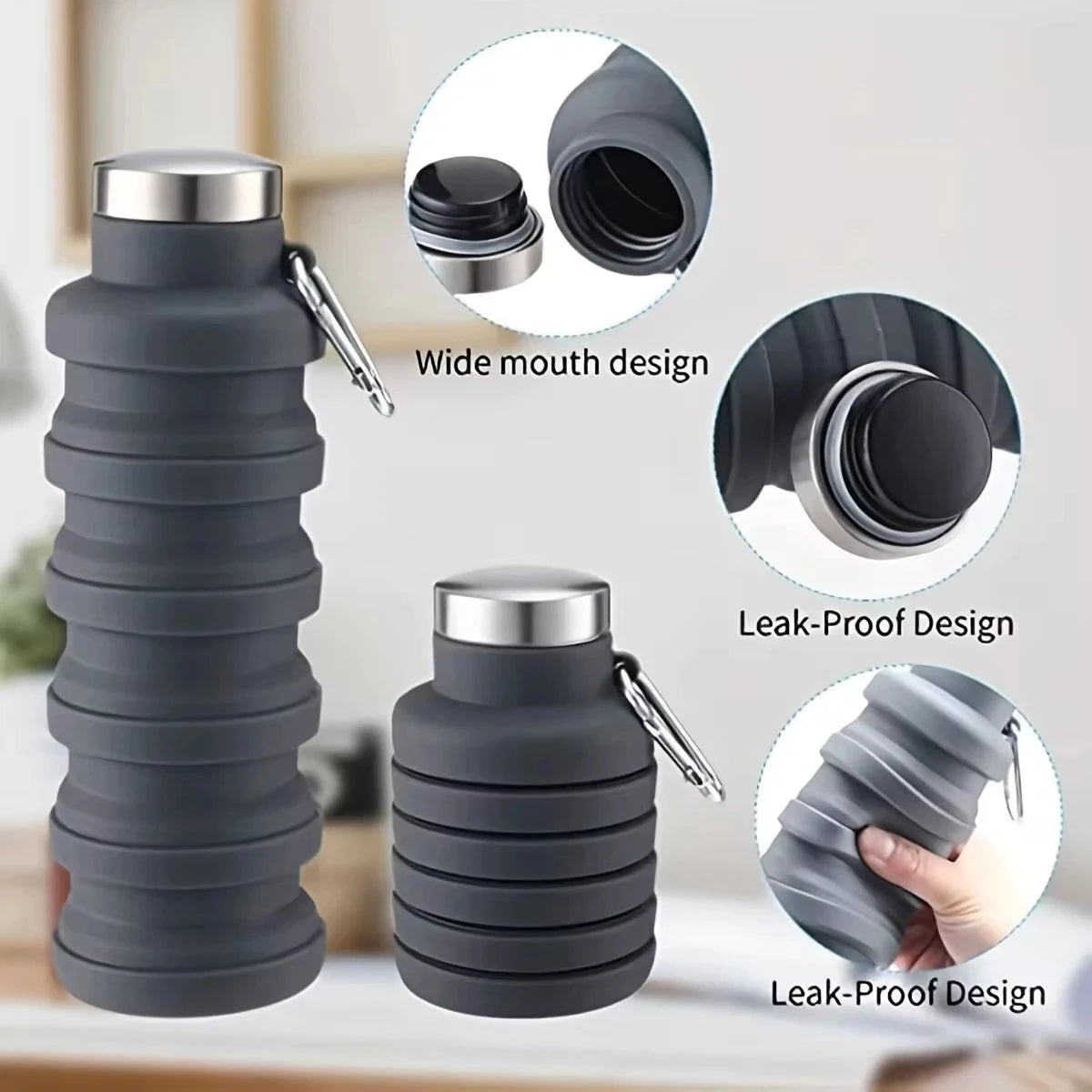 1pc Collapsible Water Bottle, Reuseable BPA Free Silicone Foldable Bottles Portable Hiking Cup For Outdoor Mountaineering Tours Econic Blanks