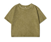 100% Cotton Washed T-Shirts For Women Loose O-Neck Crop Tops Y2k Street Female Clothes Summer Casual Vintage Short Sleeve Tees Quick Pick Grocers
