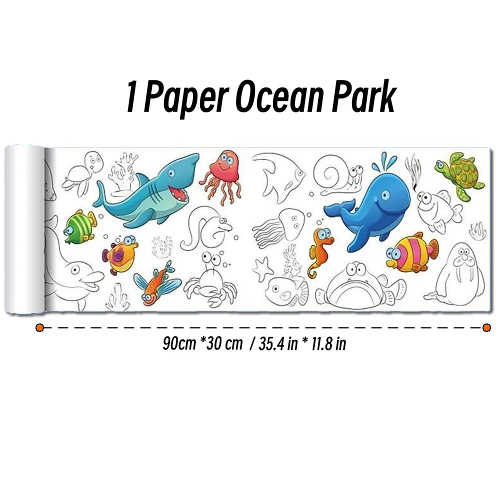 90cm Animal Canvas Children's Drawing Roll DIY Coloring Paper Roll Color Filling Graffiti Paper-cut Painting Educational School Quick Pick Grocers