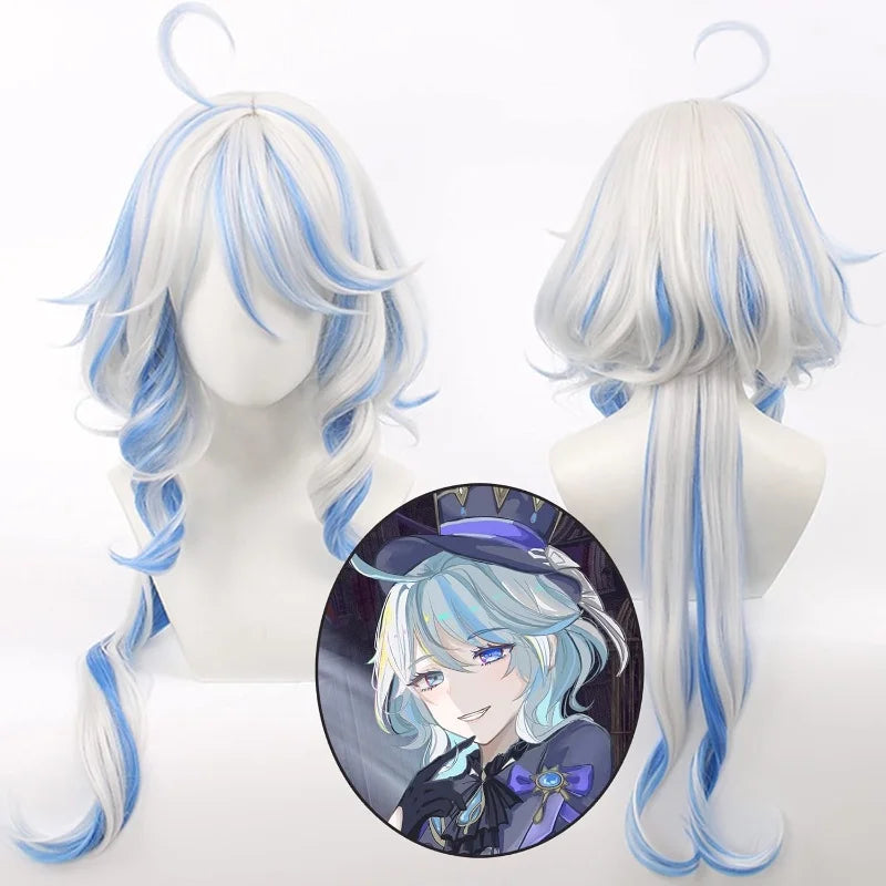 Furina Cosplay Costume Wig Hair Impact Fontaine Focalors with Hat Black Suits High Heel Cosplay Shoes for Women Outfits Quick Pick Grocers