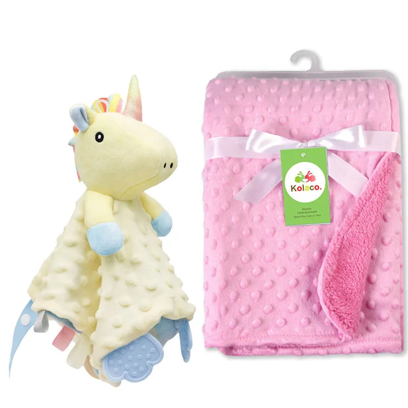 Personalized Newborn Baby Blanket with Name Custom Stroller Sleeping Dolls Animal Security Towel Gift Set for Baby Shower Gifts Purest Peak