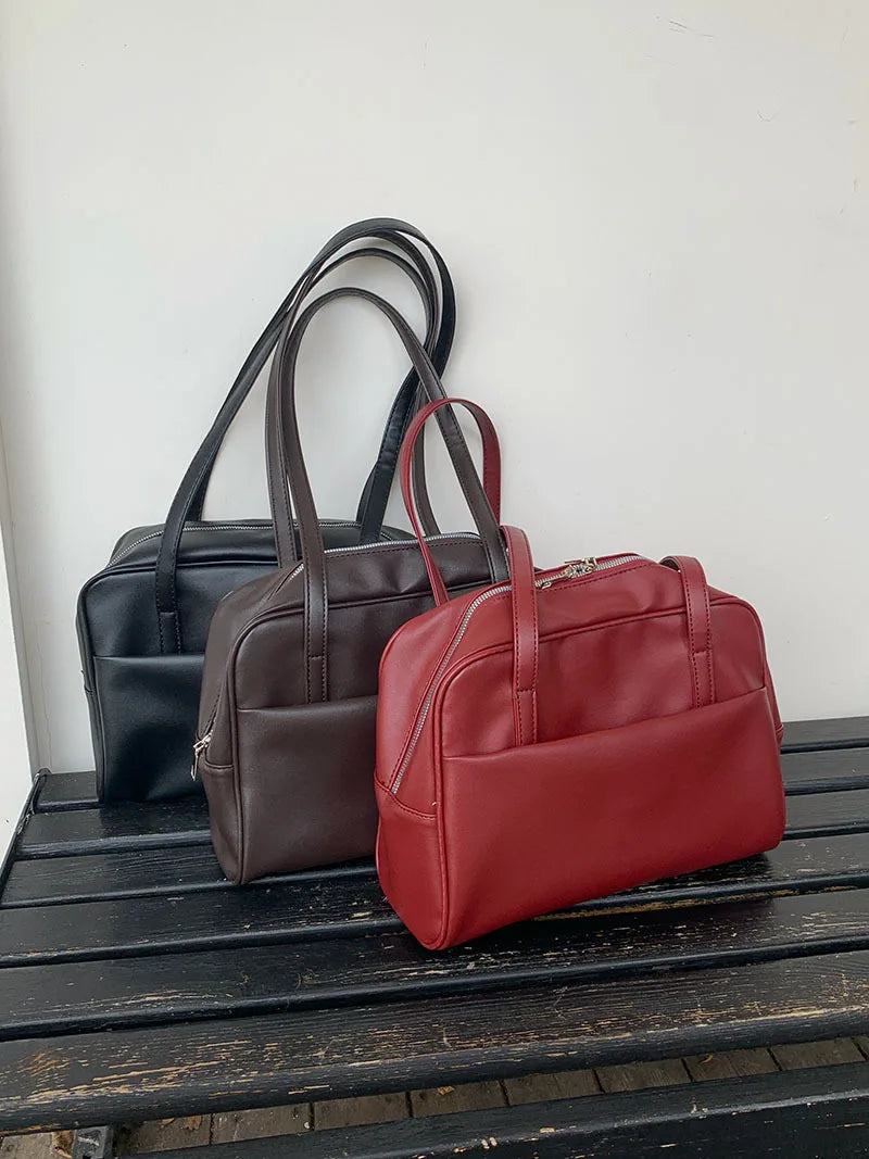 Korean Style Large Capacity Single Shoulder Women's Bag Versatile Vintage Underarm Bag Autumn 2025 New Arrival Tote Bag Quick Pick Grocers