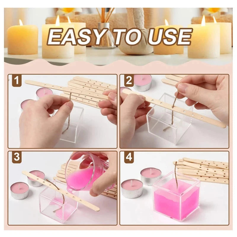 120Pcs Waxed Cotton Candle Wicks with Stand Original Smokeless Candle Wick for DIY Candle Silicone Mold Candle Making Supplies Econic Blanks