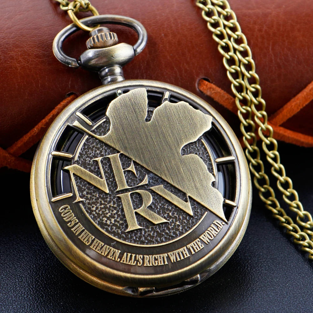Bronze Antique Hollow Steel Quartz Pocket Watch - God's Land Decrypted Map - Best Gift Clock Selection for Men and Women Quick Pick Grocers
