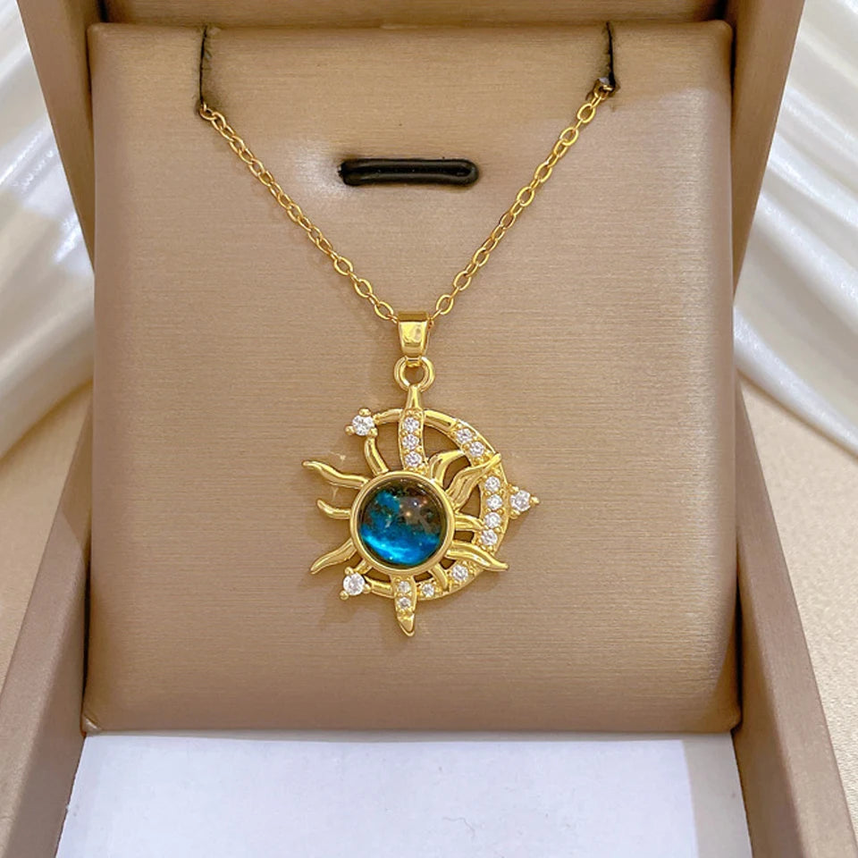 Light Luxury Titanium Steel Star Series Necklace for Women Gold Color Planet Moon Astronaut Pendant Necklaces Jewelry Gifts Quick Pick Grocers