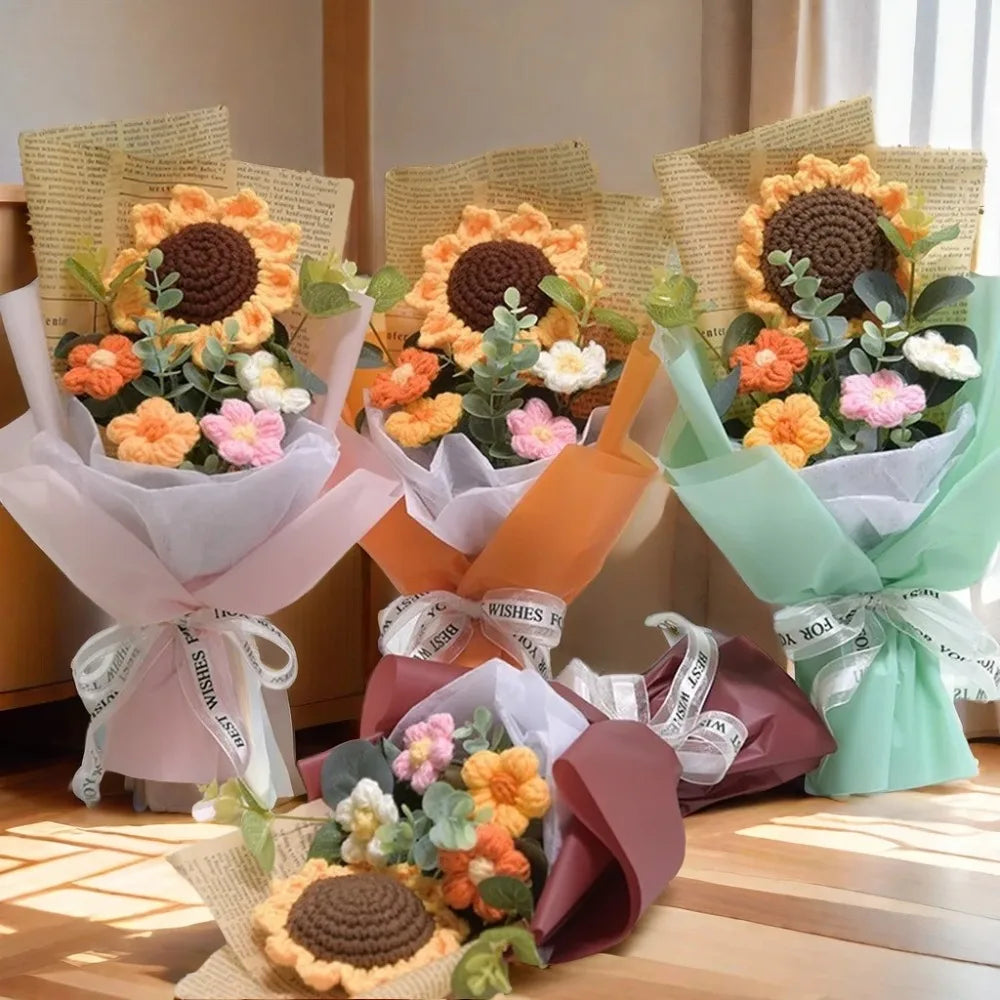 Artificial Flower Crochet Bouquet Eternal Flower Handmade Graduation Bouquet Mothers Day Birthday Gift Anniversary Quick Pick Grocers
