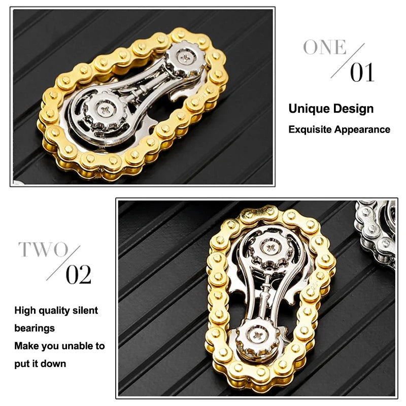 Sprockets Flywheel Fingertip Gyro Fidget Spinner Antistress Anxiety Metal Bike Chains EDC Spinner Fidget Toys For Adult Kids Econic Blanks