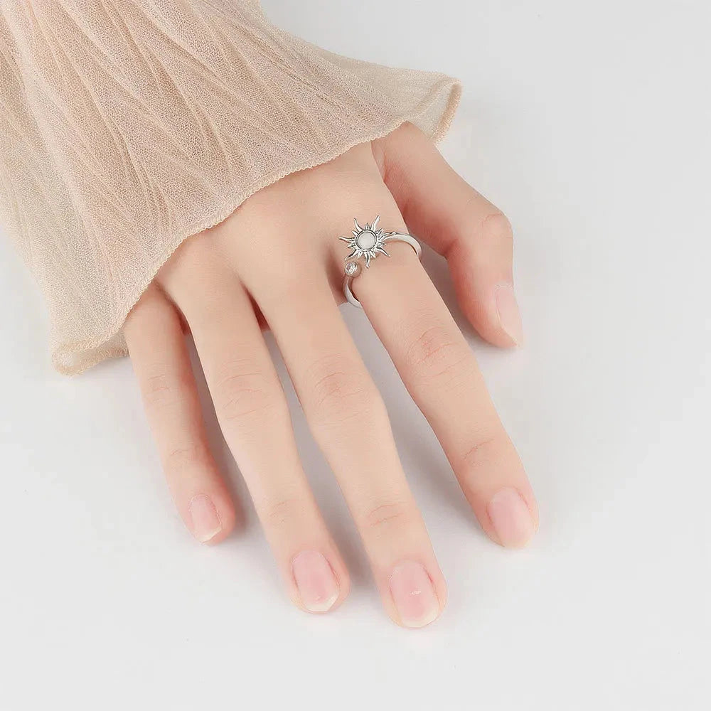 Anti Stress Anxiety Fidget Rings for Women Satinless Steel Spinner Sunflower Sun Star Ring Trendy Jewelry Gift Dropshipping Econic Blanks