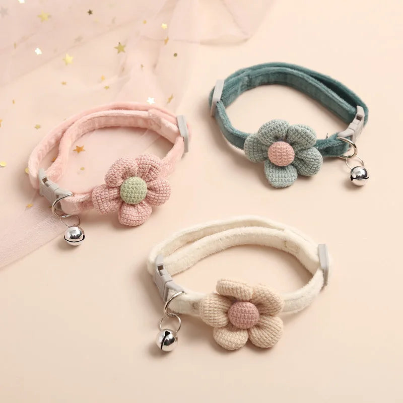 1Pc Cat Collar with Cute Flower  Adjustable Buckle Cat Collar Bell Collar Cat  Small Pet Supplies  Kitten Collar  Small Dog Acce Econic Blanks