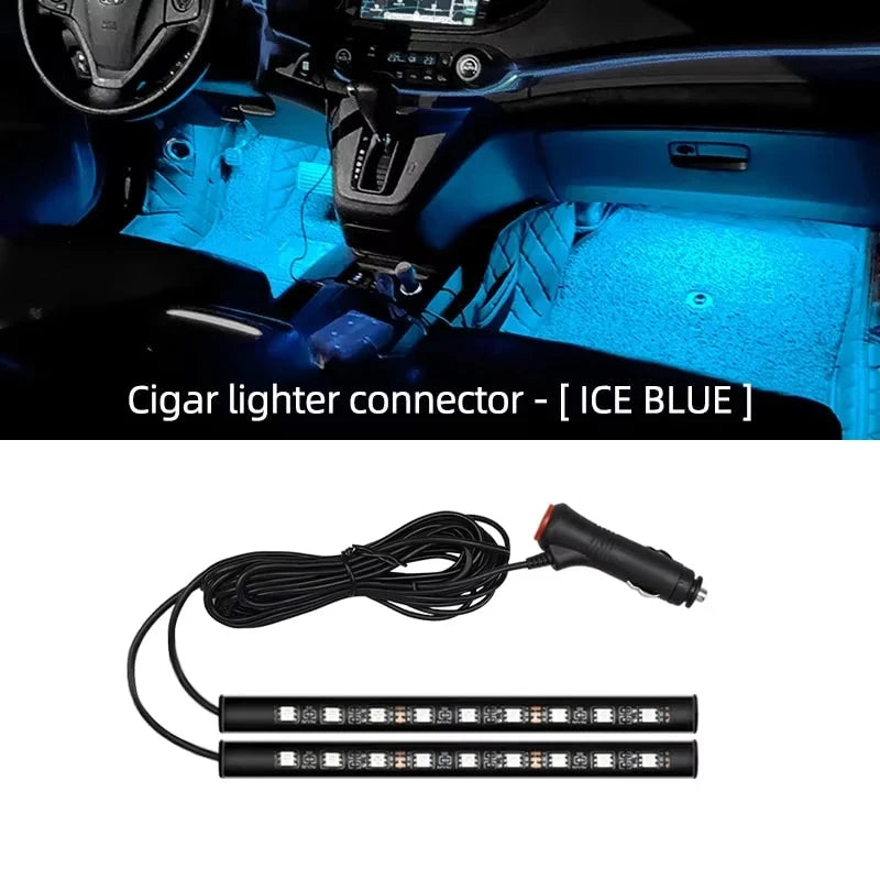2-in-1 LED Car Neon Interior Light – USB & Cigarette Lighter Footwell Ambient Light, Car Backlight Atmosphere Lamp Accessories Econic Blanks