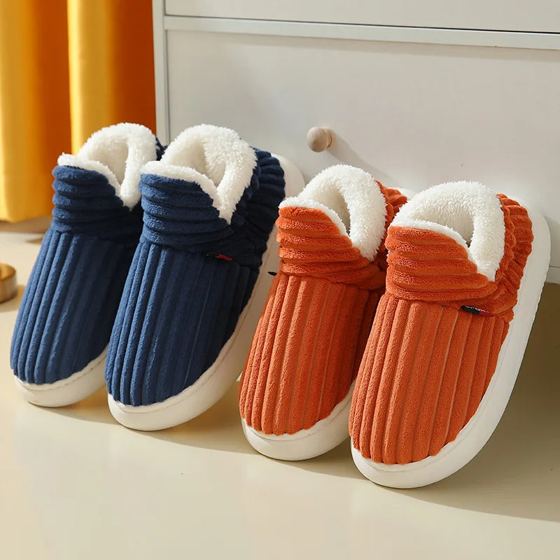 Shevalues Winter Men Slippers Short Plush Men Cotton Boots Indoor Fluffy House Fur Slippers Men Casual Soft Fur Furry Men Shoes Purest Peak