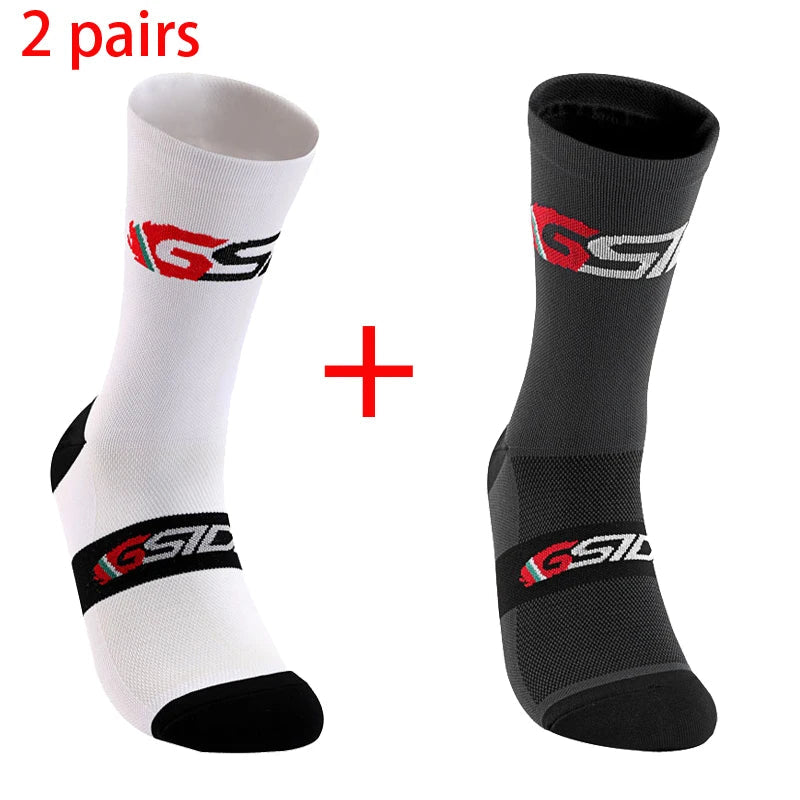 2pairs 2023 New Cycling Socks Bike Nurse Compression Road Bike Running Mtb Knee-high White Sports Funny Brand Black Quick Pick Grocers